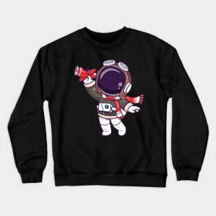 Cute Astronaut Pilot Playing Plane Toy Cartoon Crewneck Sweatshirt